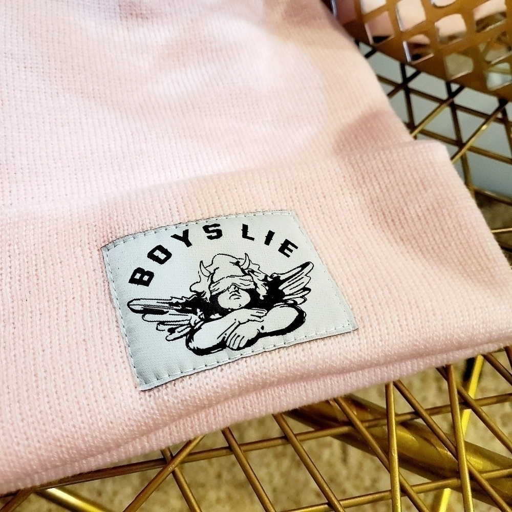 𝅺Boys Lie | Baby Pink OG Beanie - Picture 3 of 4